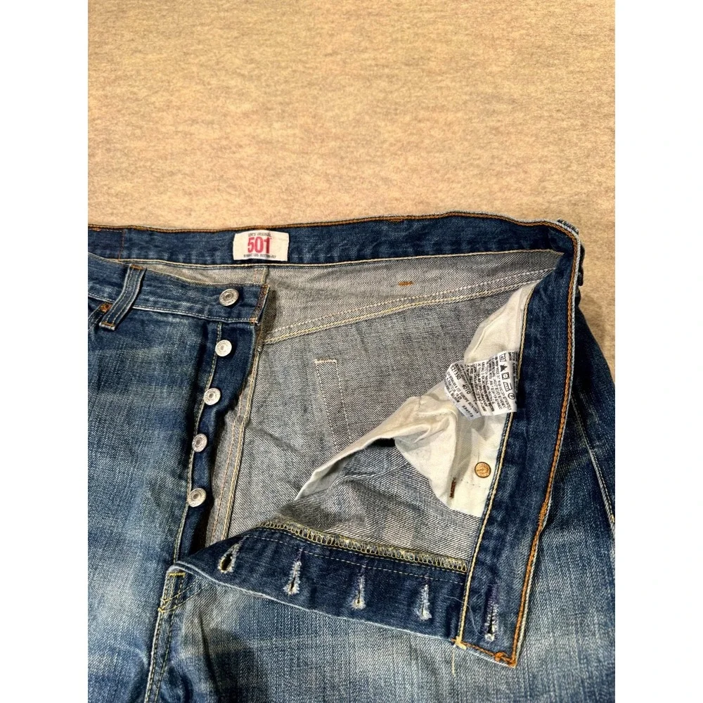 Vintage Levis 501 Original Jeans Men 38x34 Blue Denim Cotton Button Fly Straight